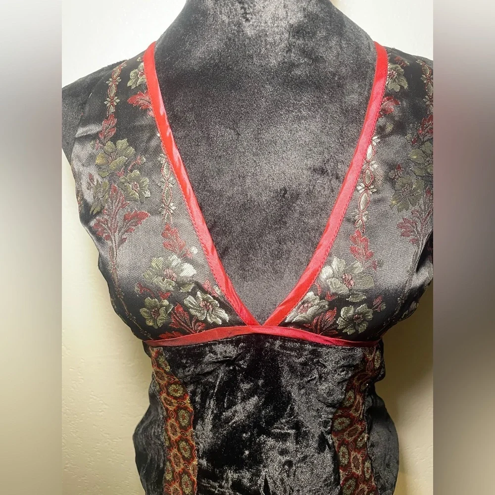 Y2K Scott McClintock Velvet Brocade Corset Top Gothic 6 Renfest Coquette Noir - Picture 3 of 8